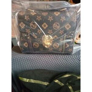 Womens Small Brown & Gold Stylish Handbag with Strap...(H1)